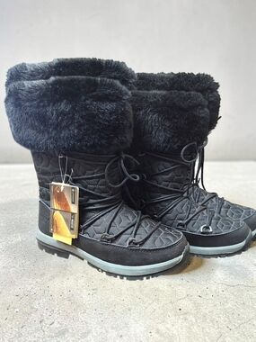 ,NWT Bearpaws Women's Black Faux-Fur Winter Snow Boots, 8